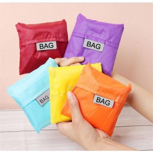 Solid Color Foldable Shopping Bag Eco Reusable Tote Oxford Fabric Casual Large-capacity Shopping Bag Home Storage Bag Supplies