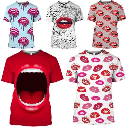 Mamba Top Sexy Lips Tshirt Men Black Charming Tongue Harajuku 3D Bullet Flaming Red Lipstick Love T Shirt Women Kiss O Neck Tees