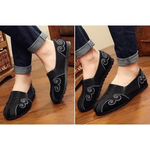 Unisex black/gray/blue shaolin monk kung fu shoes embroidery zen taoist shoes martial arts wushu sneaker breathable