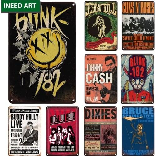 Vintage Rock N Roll Band Metal Poster Tin Sign Retro Decorative Wall Stickers Living Room Wall Art Plate Home Decor