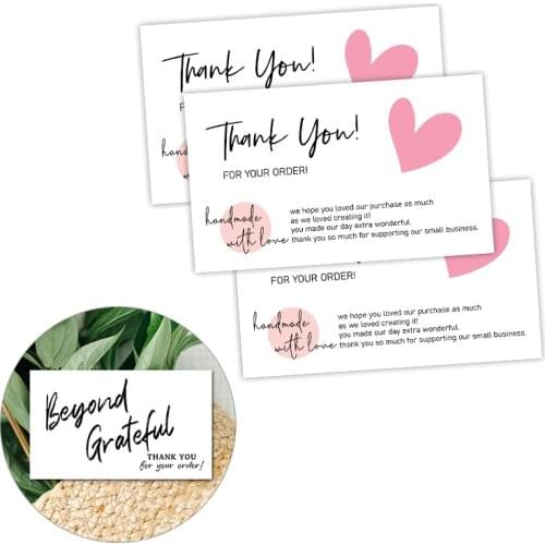 30pcs Business Cards Pink Thank You Card Paper Purchase Shopping Gift Packaging Card Invitation Cards