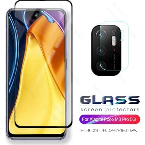 Full cover tempered glass for xiaomi pocophone poco m3 pro camera lens protector poko little m 3 m3pro 5g 2021 phone screen film