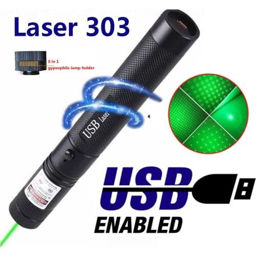 Green laser pointer USB rechargeable high-power combustion laser adjustable focus ultra-long radiation laser built-in battery