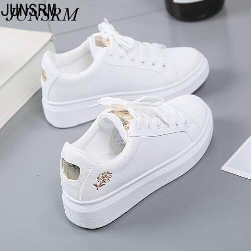 2021 New Women Casual Shoes New Spring Women Shoes Fashion Embroidered White Sneakers Breathable Flower Lace-Up Women Sneakers