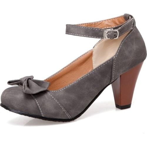 Big Size 11 12 13 14 15 16 17 ladies high heels women shoes woman pumps Butterfly-knotted, round-headed, single-shoe woman