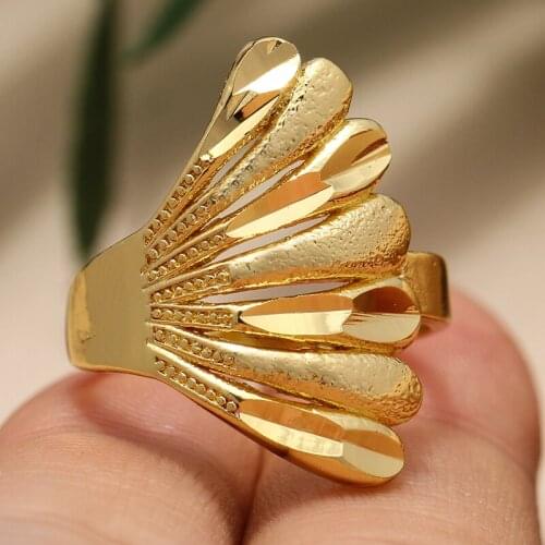 Annayoyo New Turkish Flower Ring Gold Color and Copper Metal Ring for Women/Men,Arab Turkey Wedding Rings Jewelry Gift