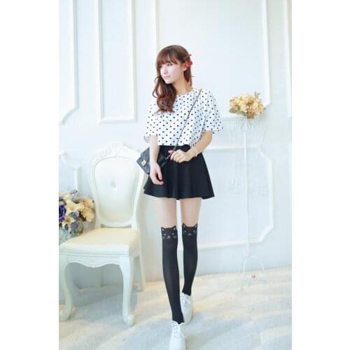 1 pair Cute cat jacquard stitching fake thighs fake high-tube over-the-knee socks pantyhose stockings