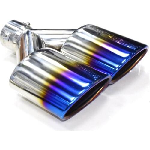 1 Pcs 304 Stainless Steel Exhaust Tip Universal Exhaust Pipe Muffler Tip Y Pipe For Universal Car Blue Silver Exhaust pipe