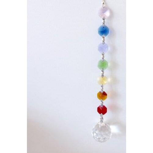 1PCS Hanging Crystal Suncatcher Ball Prism Pendant Chakra Colors Octagon Beads Rainbow Maker Home Decoration