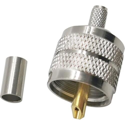 10Pcs UHF Male PL259 Plug Crimp RG58/142 LMR195 LMR200 RG400 Screwed Coupling Connector UHF PL-259 Male Solder RF Connector Plug