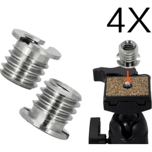 100PCS 1/4" to 3/8" Convert Screw 1/4-3/8 Inch Metal Silver Adapter For DSLR Camera Quick Release Plate Tripod Monopod