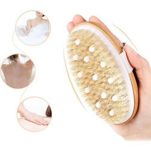 2 in 1 High-grade Wood Bath Brush Bristles Bath Brush Dry Body Massage Bath Brush Massage Shower Cleaning