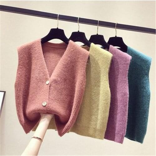 2020 New Spring Autumn Wool Sweater Vest Women V-Neck Knitted Vest Female Casual Tank Tops Sleeveless Twist Knit Pullovers