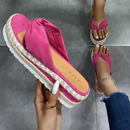 2021 Summer Womens Shoes Women Straw Slippers Size 43 Flat Slippers Women Sandals Platform Roman Sandals Women Wedge Slippers