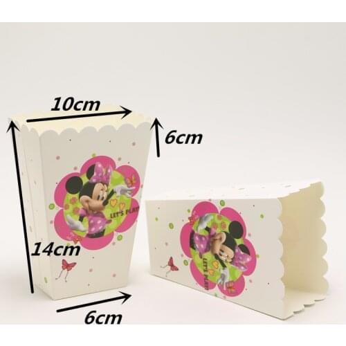24pcs Minnie Mouse Theme Candy Popcorn Boxes Birthday Party Supplies Snack Favors Christmas Party Decoration