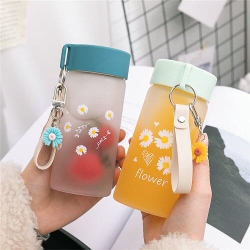 260ml Mini Glass Water Drinking Bottle Durable Water Bottle For Girls Kids Flowers School Office Travel Mug Coffee Tea Cup