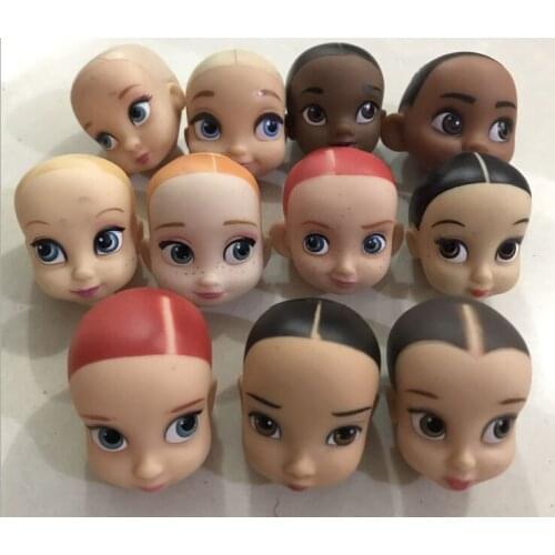 Wholesale Princess Head Doll Accessories DIY Doll Bald Material Gift Cartoon Princess Kawaii Elsa Anna Action FIgure Model Toys