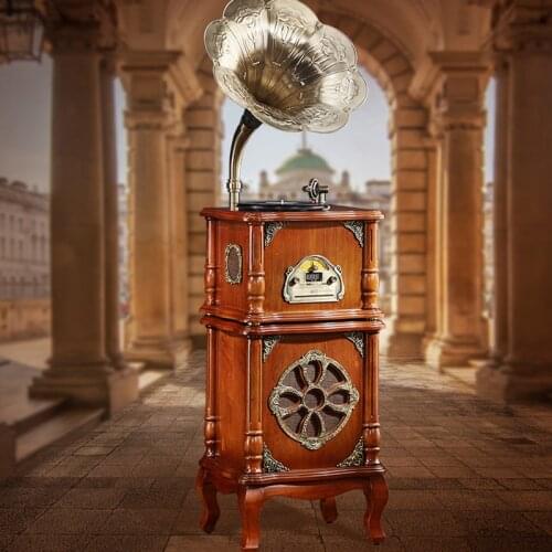 American Solid Wood Multifunctional Phonograph Bluetooth CD Record Player Big Speaker Vinyl Record Player