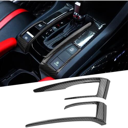 Car Central Control Panel Gear Shift Cover Trim for Honda Civic 10th 2016 2017 2018 Red Chrome/Carbon Fiber