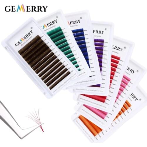 Color Lash Easy Fan Eyelashes Extension Blue Red Green Brown Faux Mink Colored Lashes Natural Soft Colorful Rainbow False Lashes