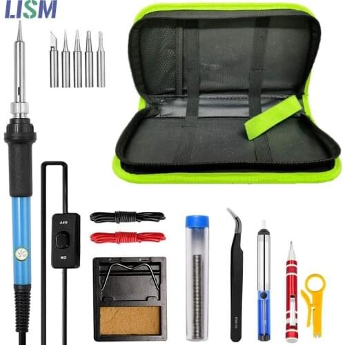 Adjustable Temperature Electric Soldering Iron 60W 220V/110V Solder Rework Station Heat Pencil Soldering Iron Tips Welding Tools