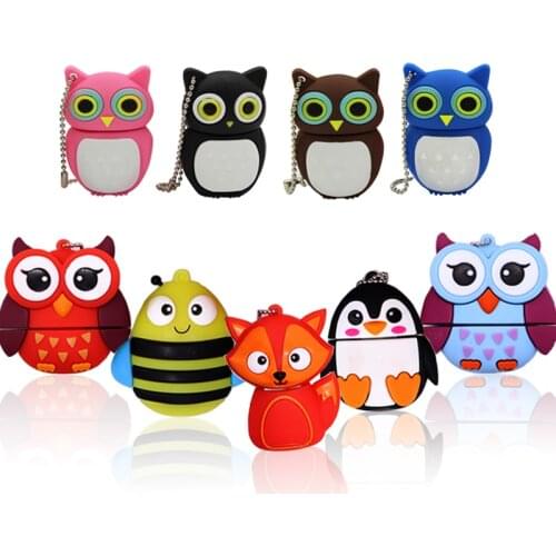 USB stick flash drive 64GB pendrive128gb cartoon owl pen drive 32gb 16gb 32gb 16gb 8gb 4gb memory stick creative gift USB2.0