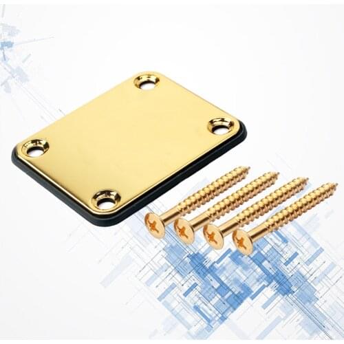 GV106 Electric Guitar Neck Plate Bass Guitar Neck Strength Connecting Board Joint Plate with 4 Screws (Golden)