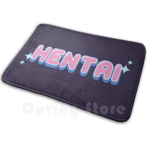 Hentai Soft Non-Slip Mat Rug Carpet Cushion Hentai Manga Anime Funny Parody Colors Pink Kawaii Cute Adorable Blue White