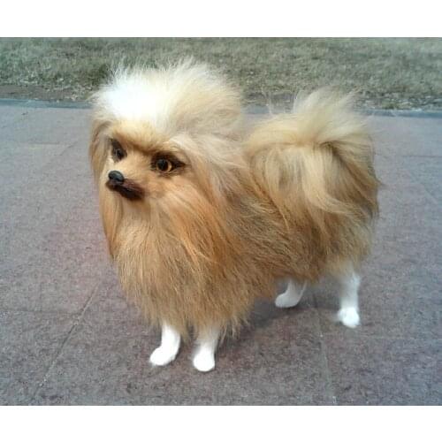 Simulation animal 23x20cm furry furs Pomeranian dog hard model Xmas gift b0177