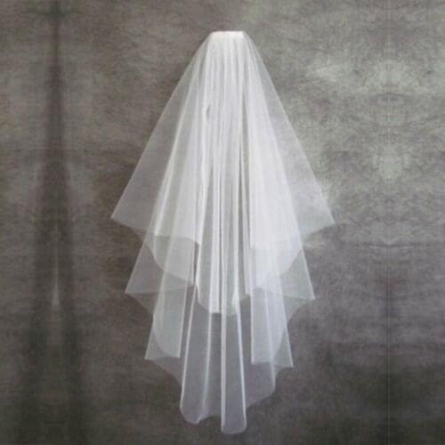 Short Soft Tulle Wedding Veils Two Layers Cut Edge Wedding Veil With Comb 2020 In Stocks