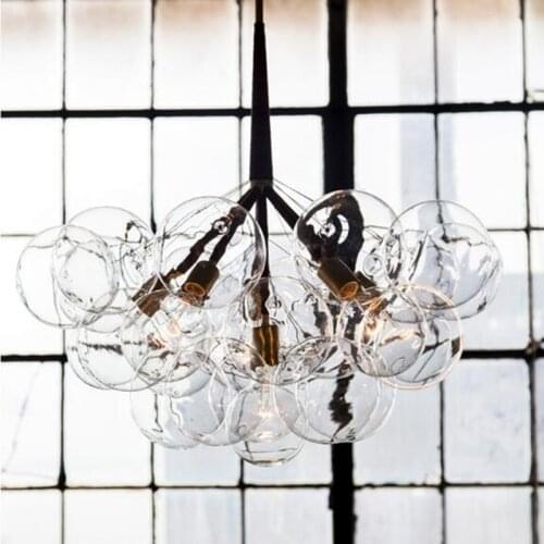 9 /12 /20 Heads Nordic Concise Art Molecular Glass Chandelier Creative Designer Glass Bubbles Hanging Light Fixtures
