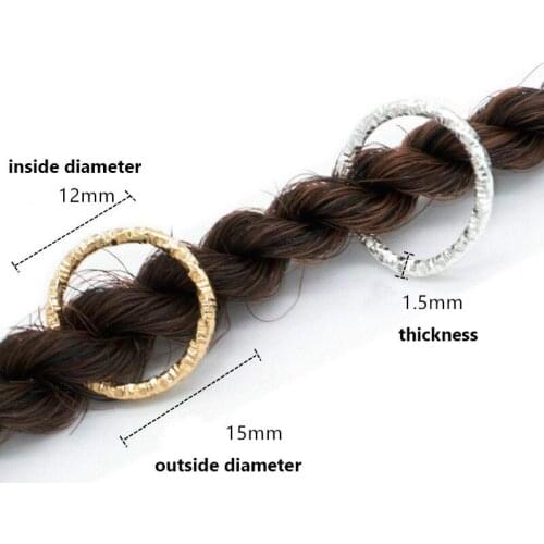 50PCS Metal African Hair Rings Beads Cuffs Tubes Charms Dreadlock Dread Hair Braids Jewelry Decoration Hair Styling Accessories