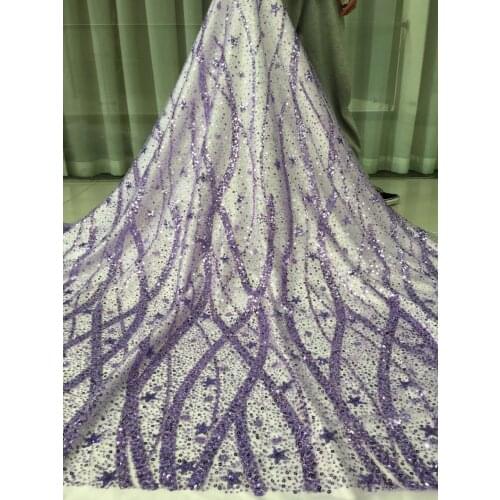 Fashion African Mesh Lace Fabric High Quality with beads and sequins L-3886812 French net tulle Lace Fabric Lace For Wedding