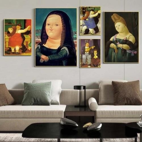 Nordic Funny Art Mona Lisa Canvas Paintings By Fernando Botero Famous Wall Art Posters And Prints Abstract Art Pictures Cuadros
