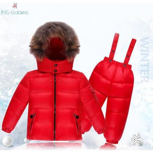 2019 New Baby Girls Winter Warm Clothes Tollder Boys Clothing Set 90% White Duck Down Suit Children Hoodie Thicken Down Jacket
