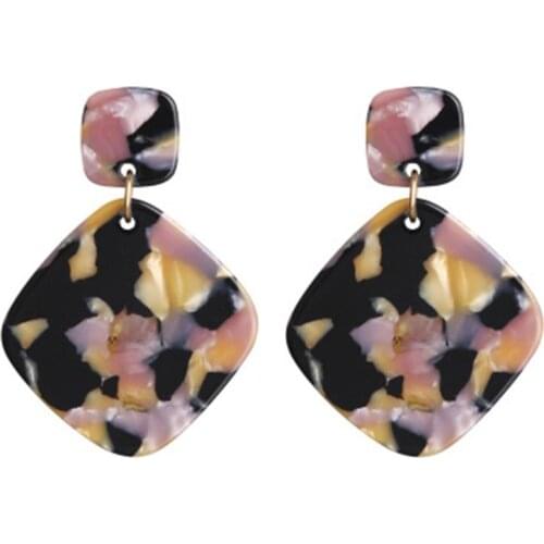 New Acrylic Retro Acetate Plate Ear Studs Square Earring Jewelry FriendS Gift