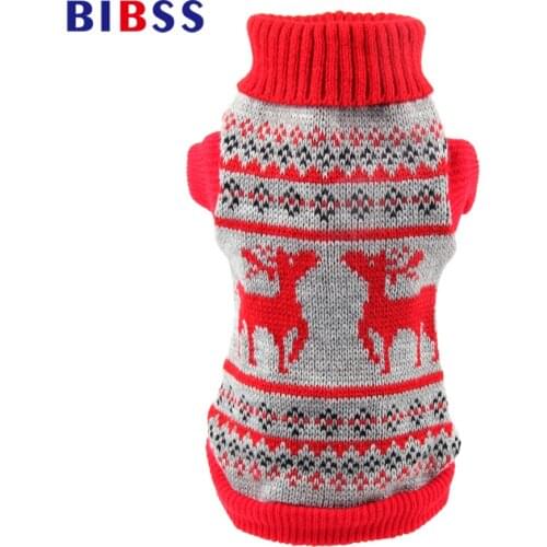 Cute Elk Dog Clothing Knitted Dog Christmas Deer Sweaters Warm Breathable Dog Clothes Thicker Winter Sweater for Dogs