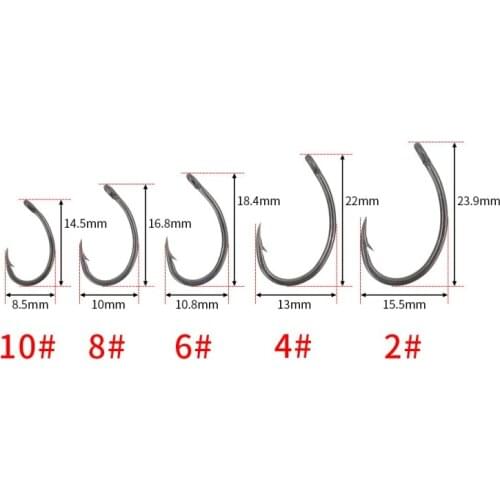 One Set Fishing Sea Offset Hook Steel Wide Belly Crank Single Hooks Boxed 2# 4# 6# 8# 10# Carp Portable Lightweight