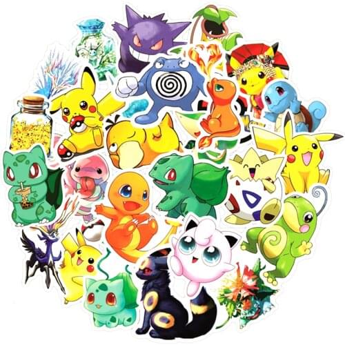 Pikachu Pokémon Fairy 50 Cartoon Anime Waterproof Trolley Case Stickers Graffiti Cup Pencil Box Car Non-Repeat Sticker Toy