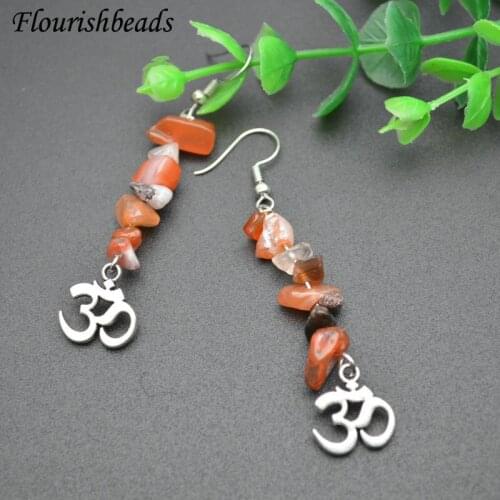 Natural Gemstone Chips Beads Earrings Women Fashion Jewelry Party Ear Accessories Red Agate / Aquamarine / Citrine /10pairs