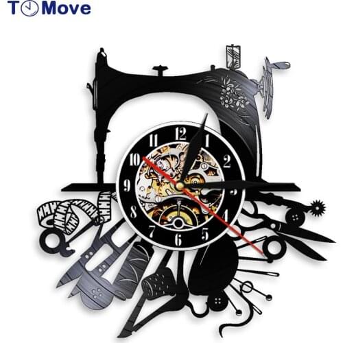Sewing Machine Wall Clock Sewing Machine Vinyl Record Wall Clock Home Decor Beautiful Wall Sign For Clothes Designer horloge