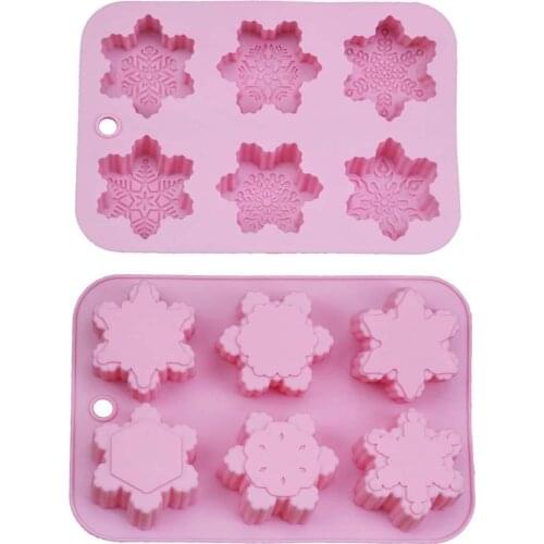 6-Piece Different Patterns Christmas Snowflake Oriental Cherry Shaped Silicone Cake Mold DIY Handmade Soap Mold