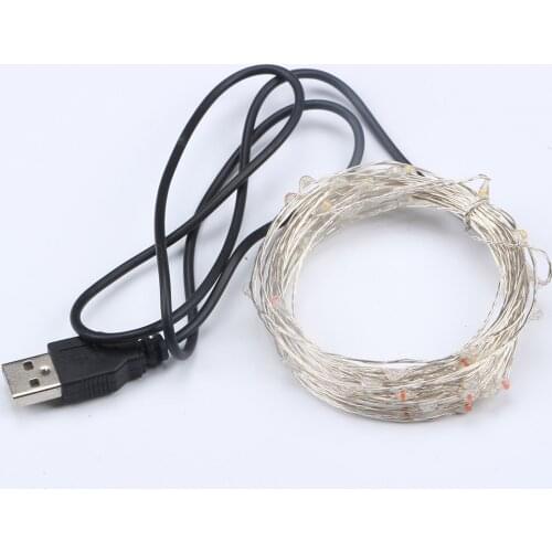 50 100 led copper wire fairy string light Christmas usb 5m 10m led silvery wire fairy light garland for wedding birthday decor