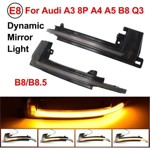 2PCS LED For Audi A3 8P A4 A5 B8 Q3 A6 S6 SQ3 A8 D3 8K Dynamic Turn Signal Light Side Mirror Flashing Light Repeater Blinker