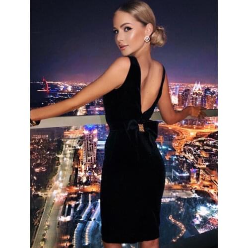 Adyce Summer Women Black Club Bodycon Bandage Dress 2021 New Sexy Sleeveless Bow Backless Celebrity Evening Runway Party Dresses