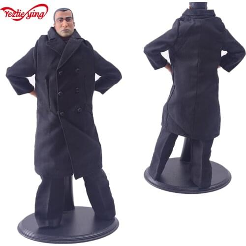1/6 Scale Male Civilian Common People Coat Pants Suit Clothes Set Black Fit 12 Inch Action Figure Body