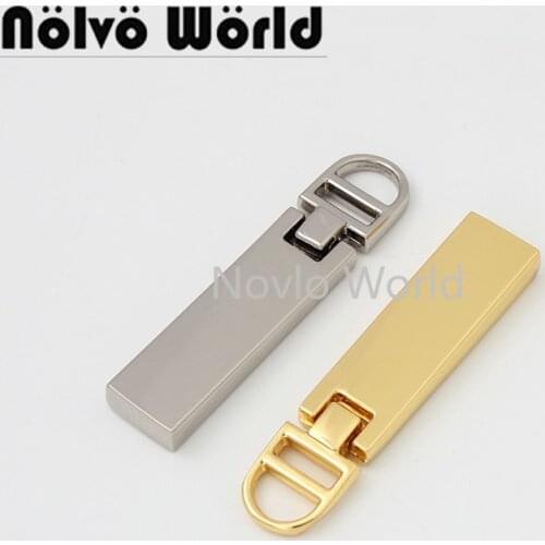 10-50 pieces 4 colors 45*10mm high quality polished 5# thick zip slider long flat fold pull SIZE 5 metallic puller sliders