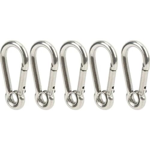 10Pcs Snap Hook Spring Carabiner Clip Buckle Stainless Steel for Camping Climbing Hooking M5