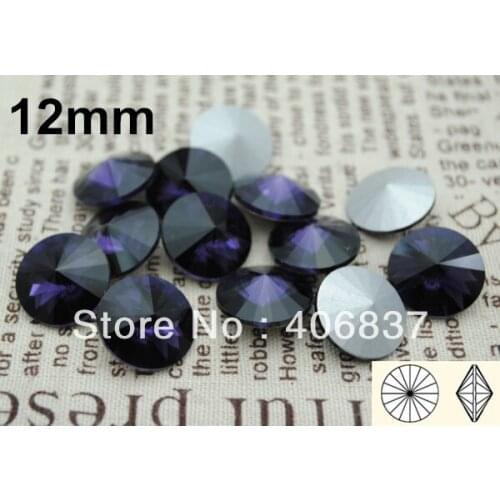 200pcs/Lot, 12mm Purple Velvet Crystal Rivoli Stones, Free Shipping! Chinese Top Quality Crystal Rivoli