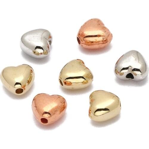 100Pcs/lot 4x5mm Plated Heart CCB Beads Loose Spacer Acrylic Beads For Jewelry Making Findings Charm Beads Diy Bracelet Necklace